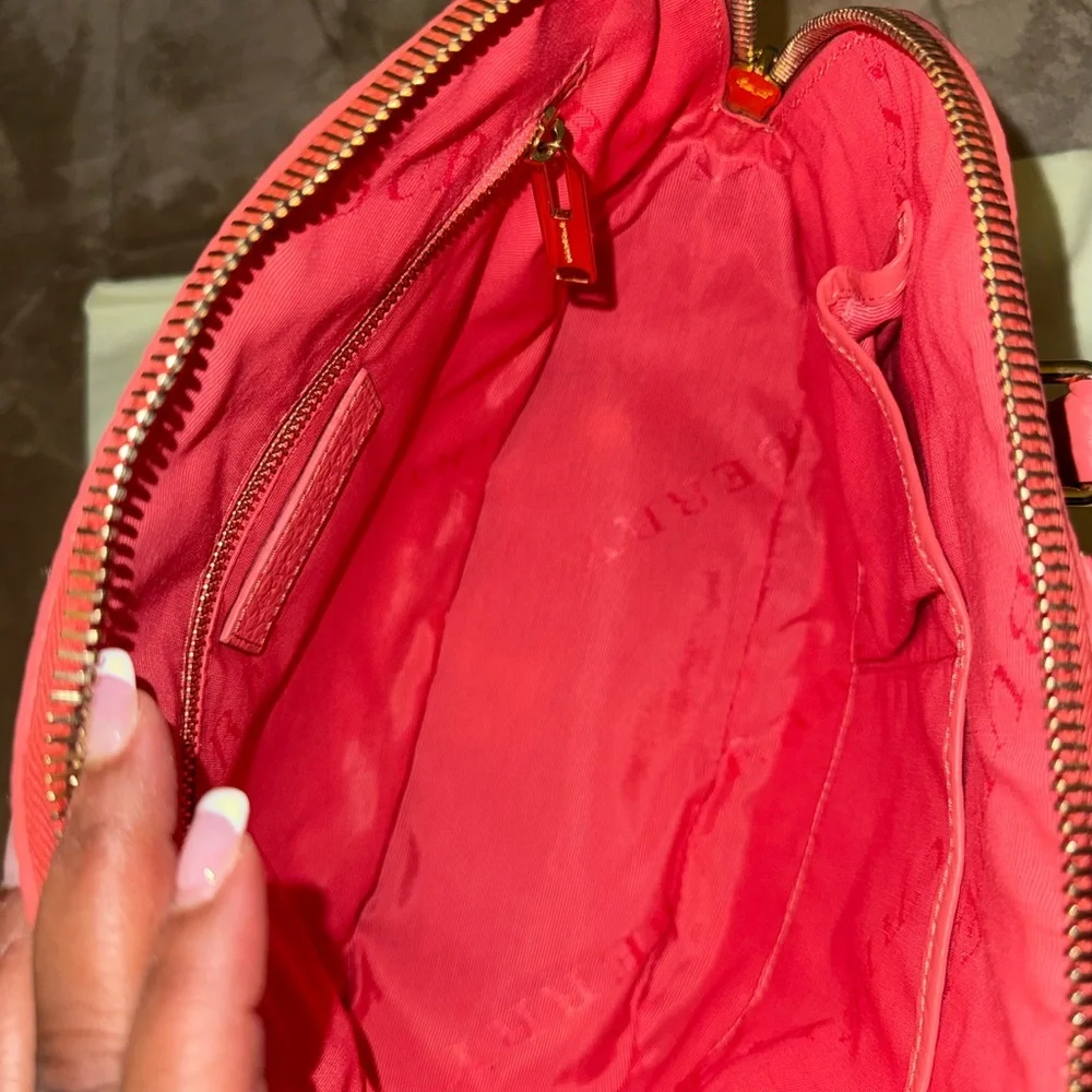 Burberry Coral Textured Satchel with Gold Accents - Picture 7 of 11